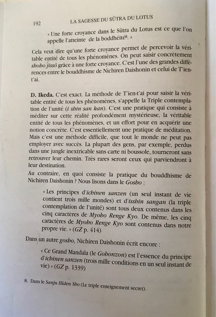 Explication littérale. triple contemplation de l’unité dans la récitation du Daimoku